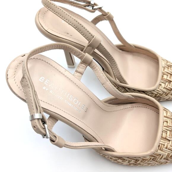 Beautiisoles Mandy Pointed Toe Slingback Heel Pump Women's Beige Size US5 EU36 - Picture 11 of 11